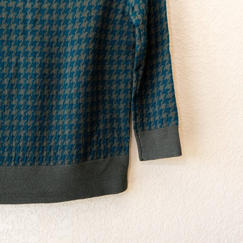 J.Crew NWT 100% Merino Wool Houndstooth Sweater Green Blue Crewneck XS $98 - Picture 11 of 12